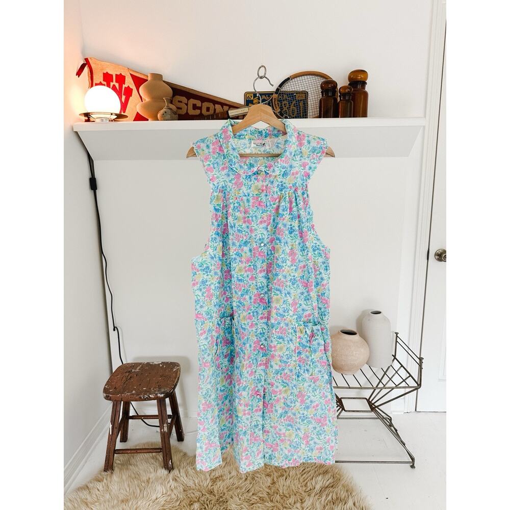 Vintage Kelly Reed Womens Cut Off Floral Sun Dress Pearl Snap 22W